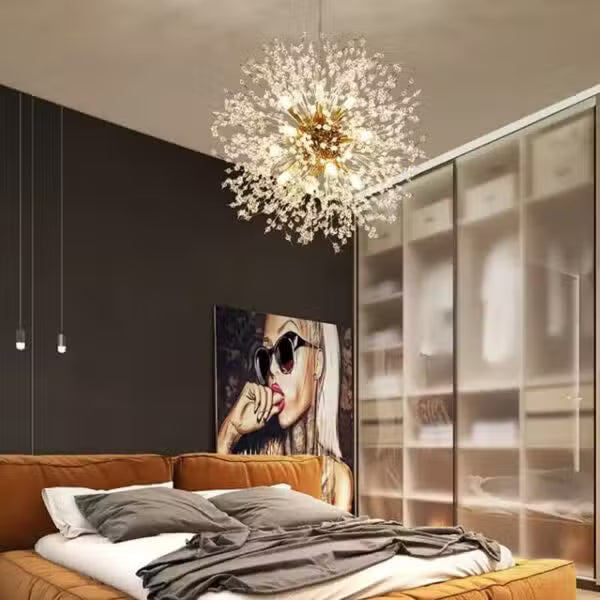 Lustre Doré Design Pissenlit Lumineux