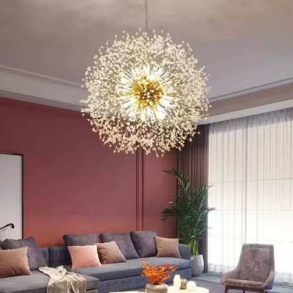 Lustre Doré Design Pissenlit Lumineux