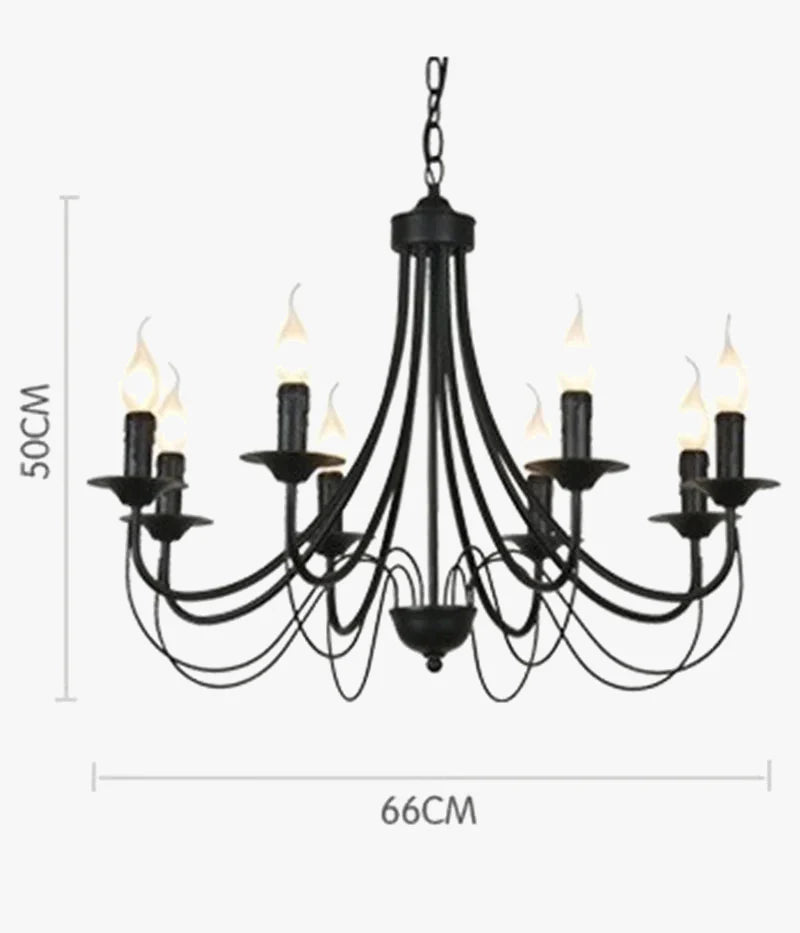 Lustre Baroque en Fer Forgé avec Bougie