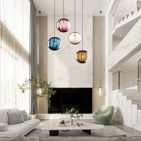 Suspension Boule en Verre Design Moderne Nordique