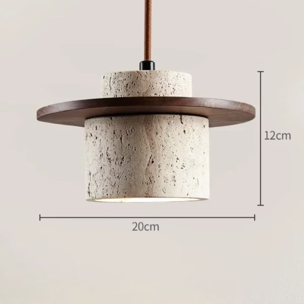 Suspension LED Pierre et Bois Design Minimaliste Japonais
