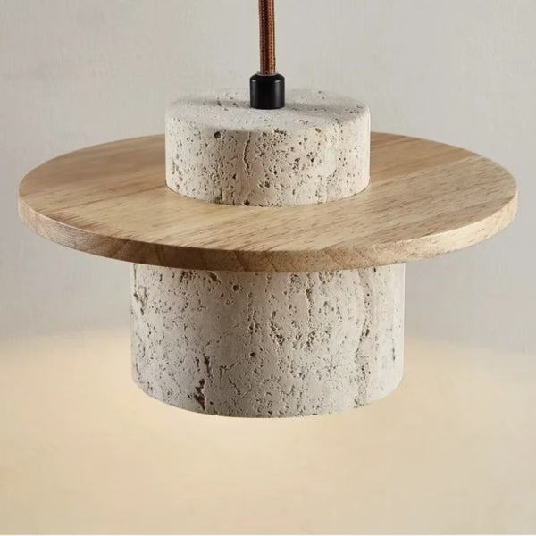 Suspension LED Pierre et Bois Design Minimaliste Japonais