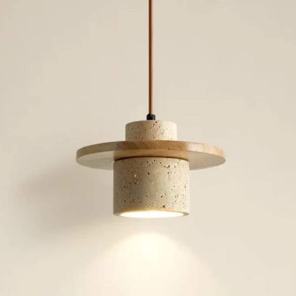 Suspension LED Pierre et Bois Design Minimaliste Japonais