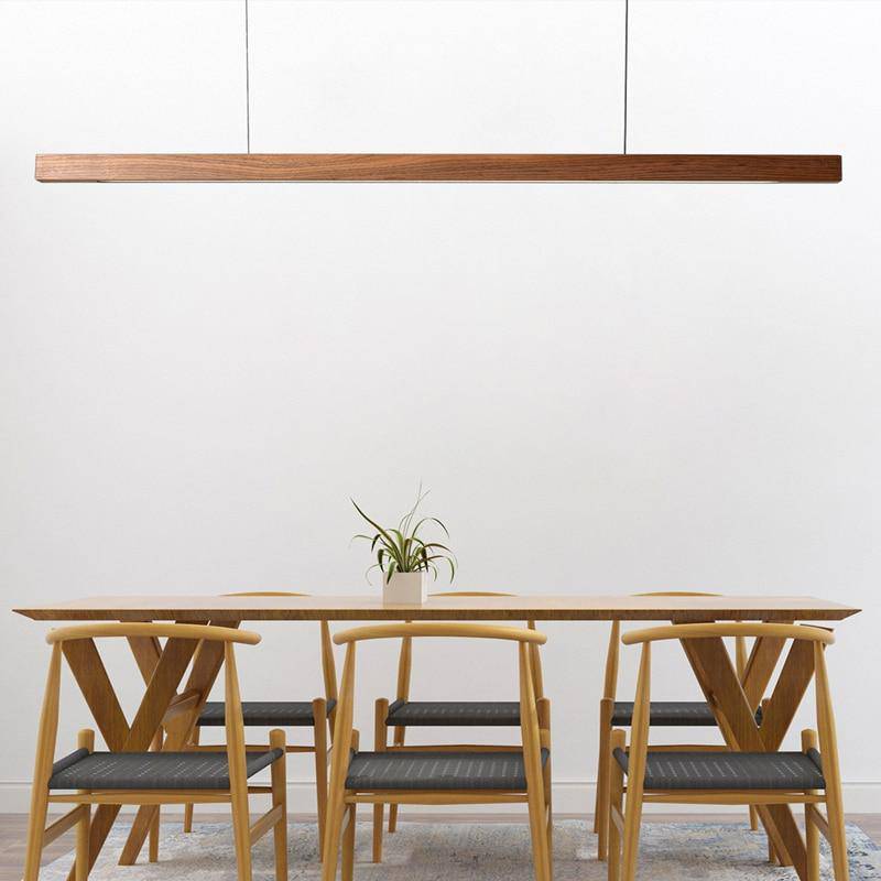 Suspension LED moderne en bois long et fin