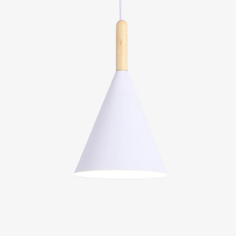 Suspension coloré en métal avec finition bois