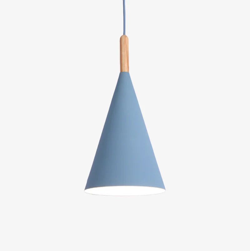 Suspension coloré en métal avec finition bois