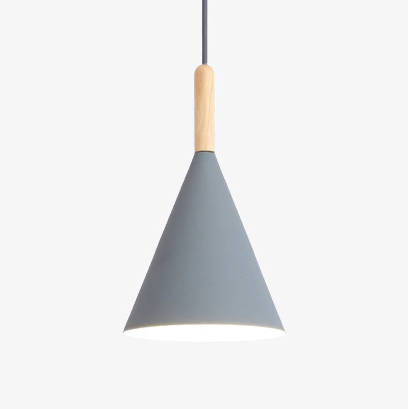 Suspension coloré en métal avec finition bois