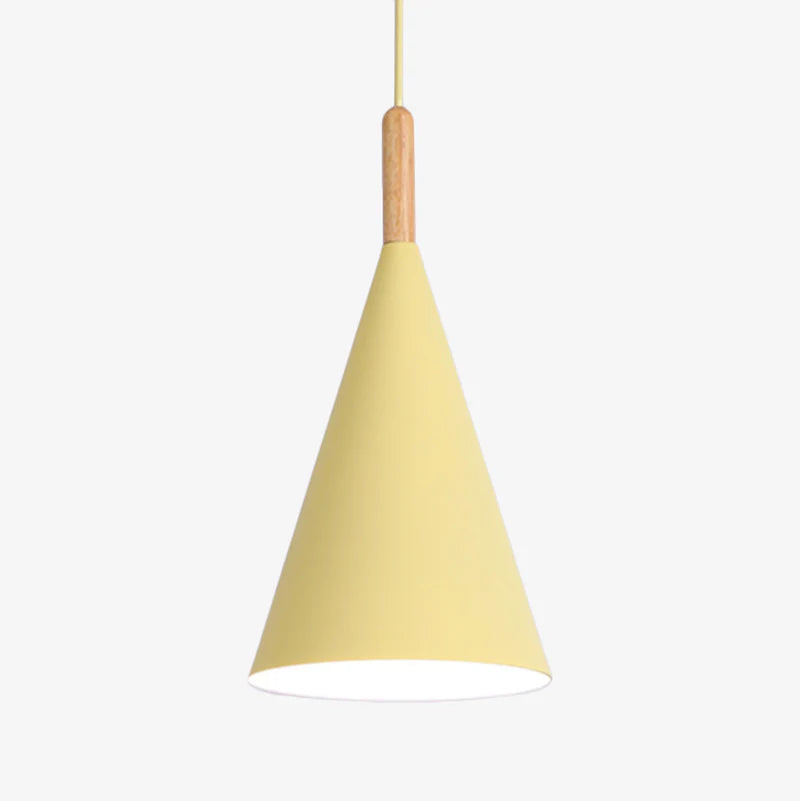 Suspension coloré en métal avec finition bois