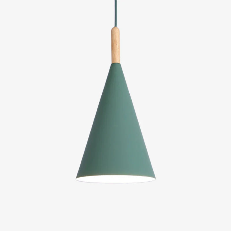 Suspension coloré en métal avec finition bois