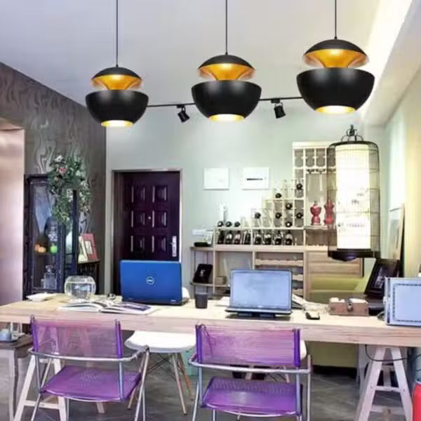 Suspension Moderne forme de demi Boule noire en Aluminium