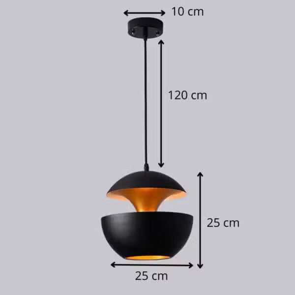 Suspension Moderne forme de demi Boule noire en Aluminium