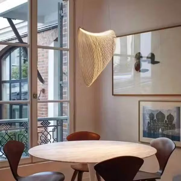 Suspension LED Filets Minimaliste en Bois