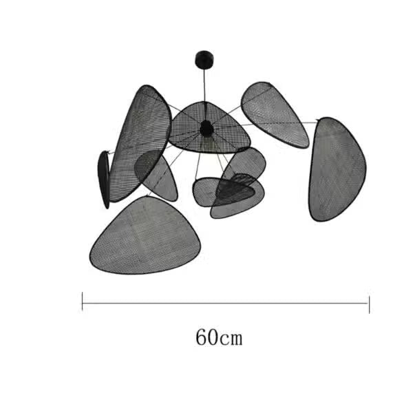 Suspension en Rotin Noir Design Géométrique Luminaire Contemporain