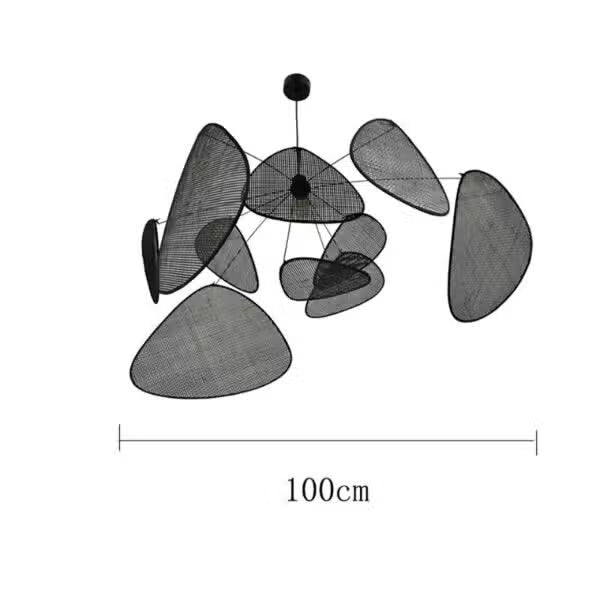Suspension en Rotin Noir Design Géométrique Luminaire Contemporain