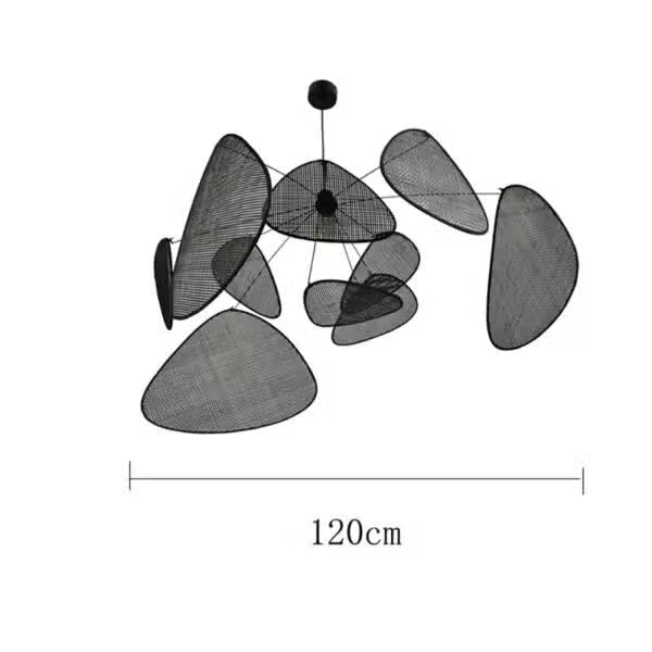 Suspension en Rotin Noir Design Géométrique Luminaire Contemporain