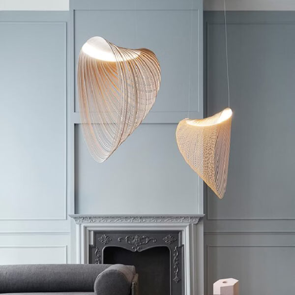 Suspension LED Filets Minimaliste en Bois