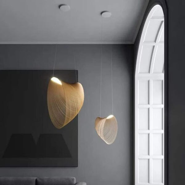 Suspension LED Filets Minimaliste en Bois